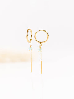 boucles d'oreilles créoles en acier inoxydable avec chaîne pour femme 
