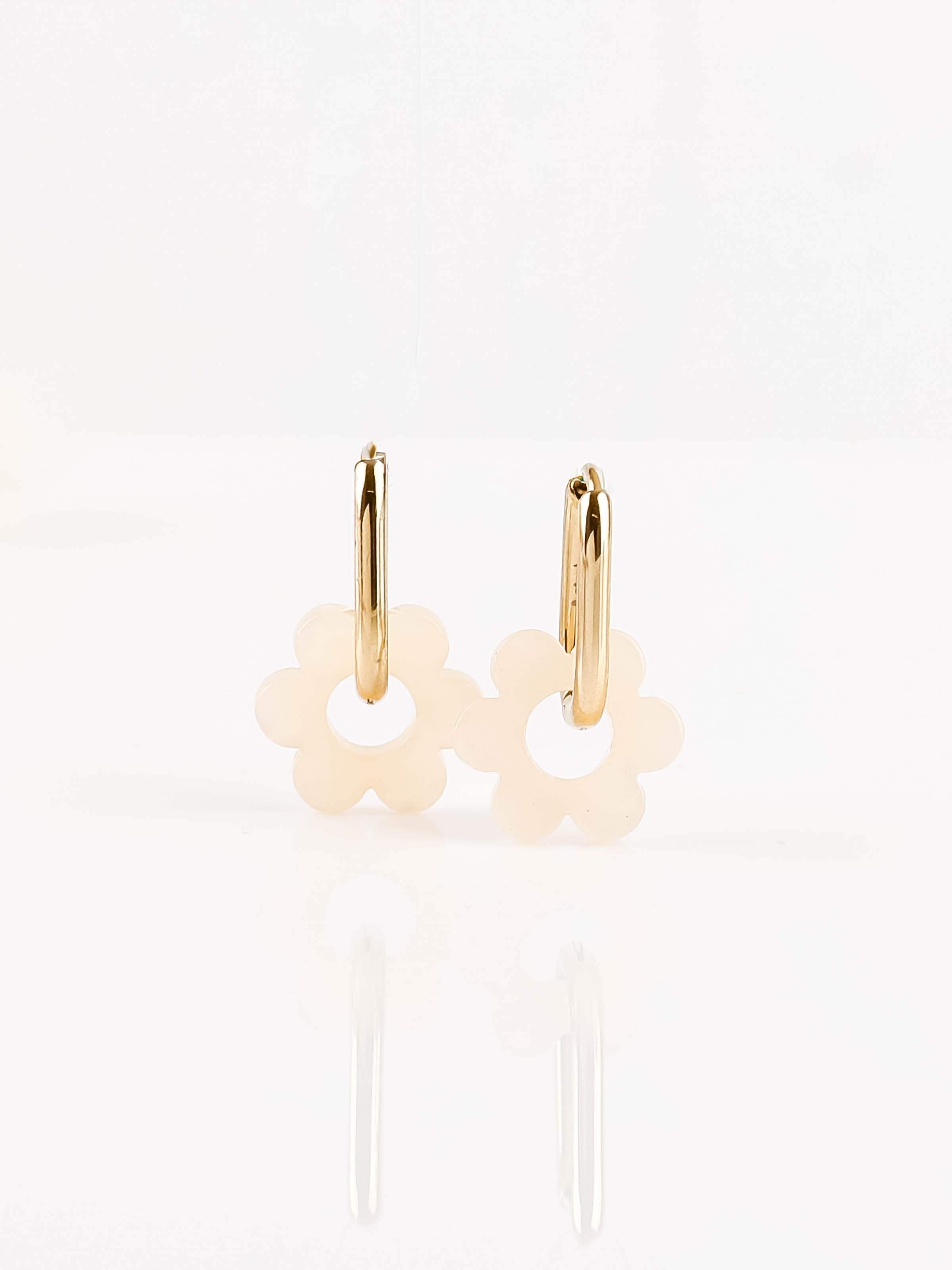 boucles d'oreille fleur en acier inoxydable pour femme