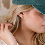 boucles d'oreilles créoles en acier inoxydable avec chaîne pour femme 