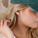 boucles d'oreilles créoles en acier inoxydable avec chaîne pour femme 