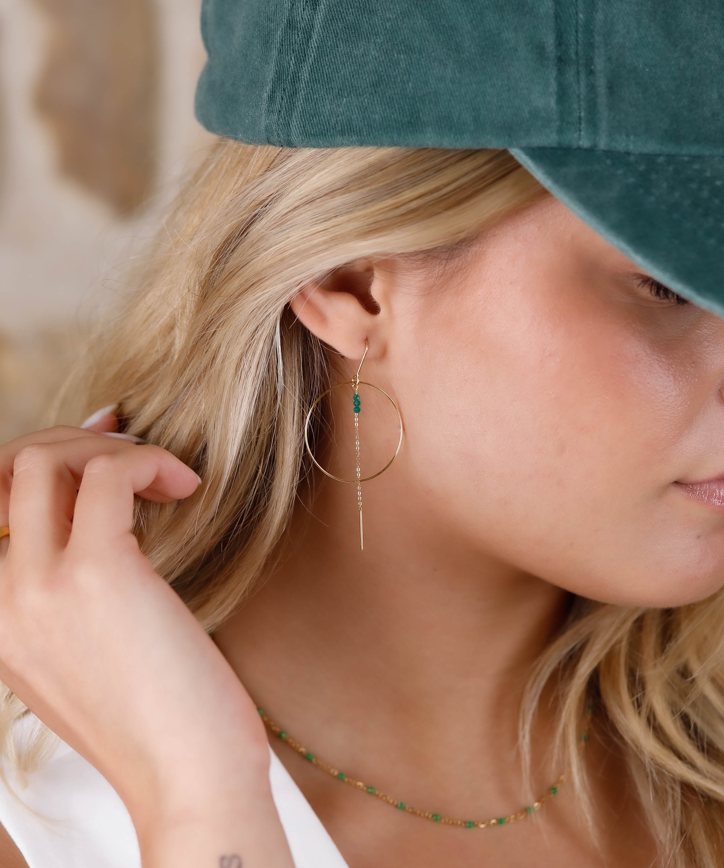 boucles d'oreilles créoles en acier inoxydable avec chaîne pour femme 