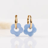 boucles d'oreille fleur en acier inoxydable pour femme