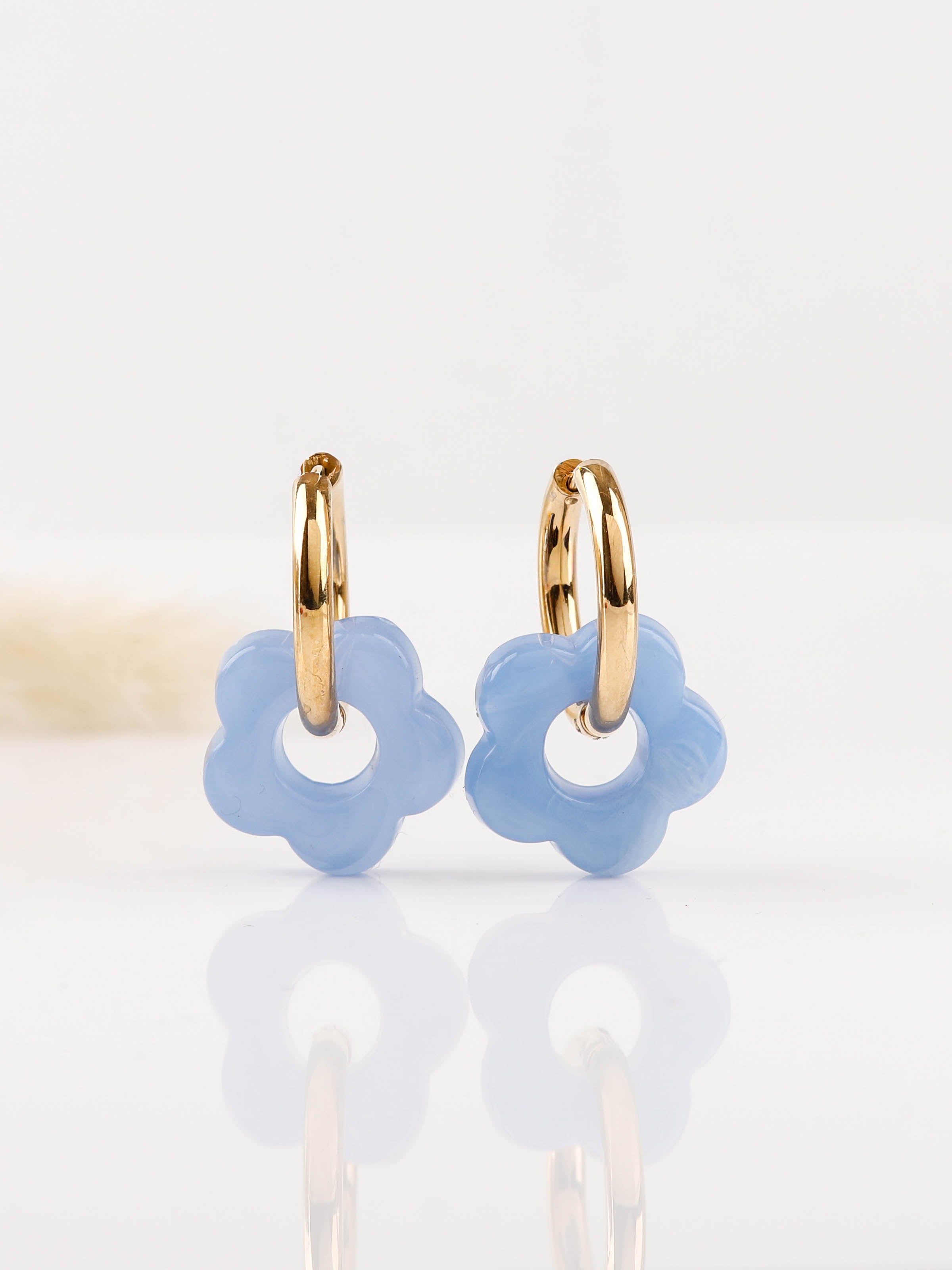 boucles d'oreille fleur en acier inoxydable pour femme
