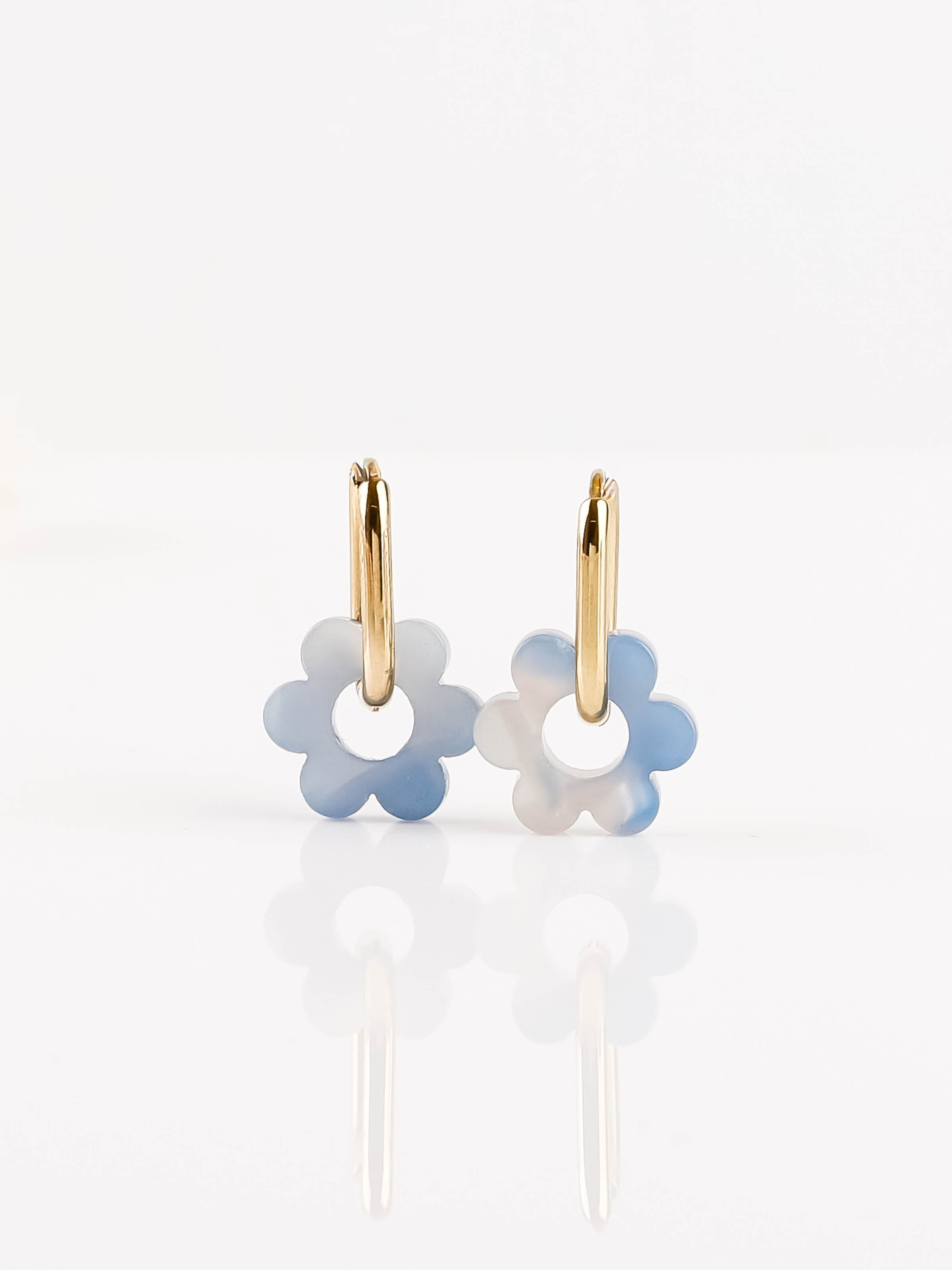 boucles d'oreille fleur en acier inoxydable pour femme