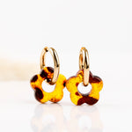boucles d'oreille fleur en acier inoxydable pour femme