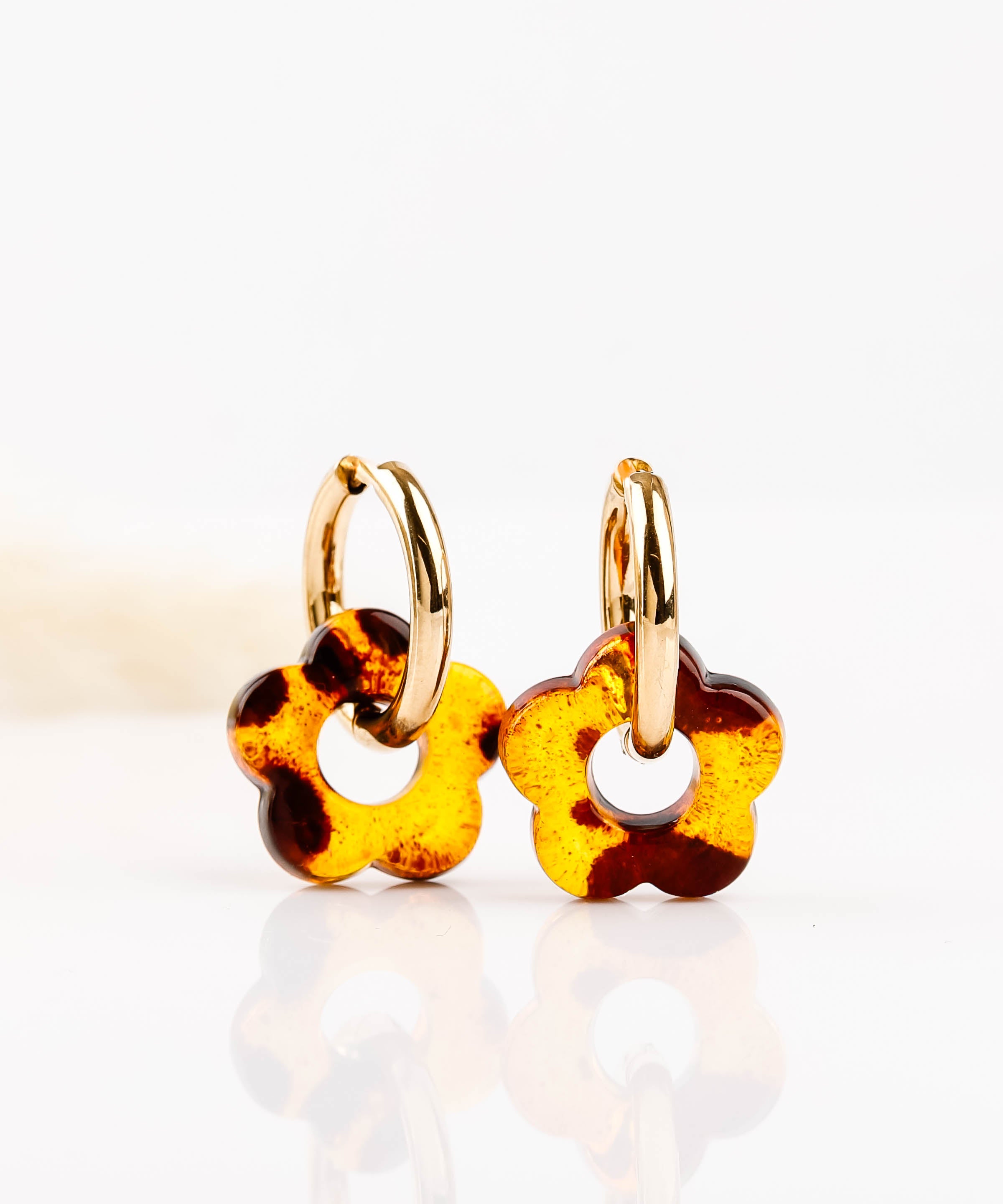 boucles d'oreille fleur en acier inoxydable pour femme