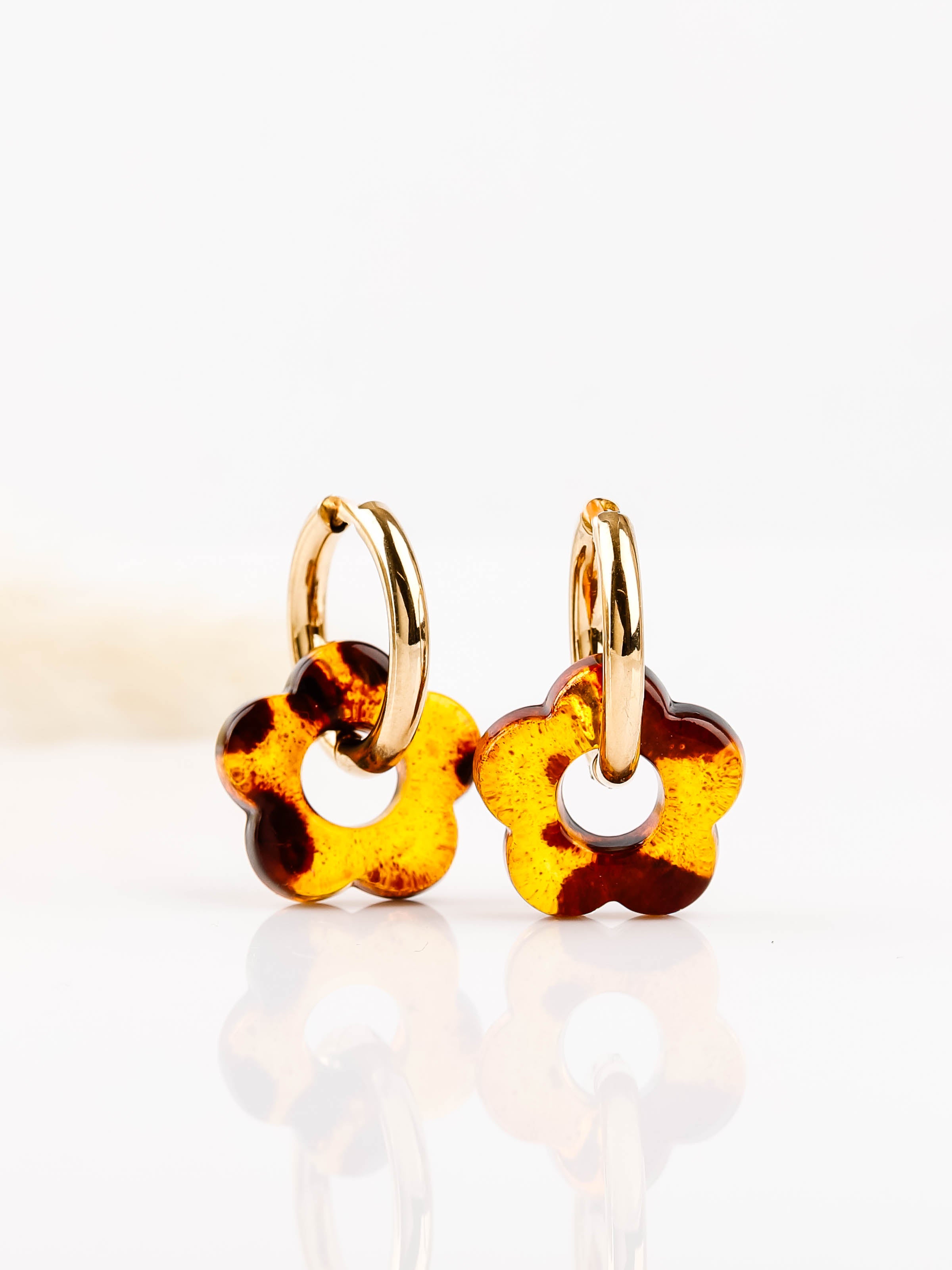 boucles d'oreille fleur en acier inoxydable pour femme