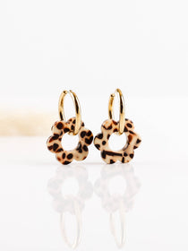 boucles d'oreille fleur léopard en acier inoxydable pour femme