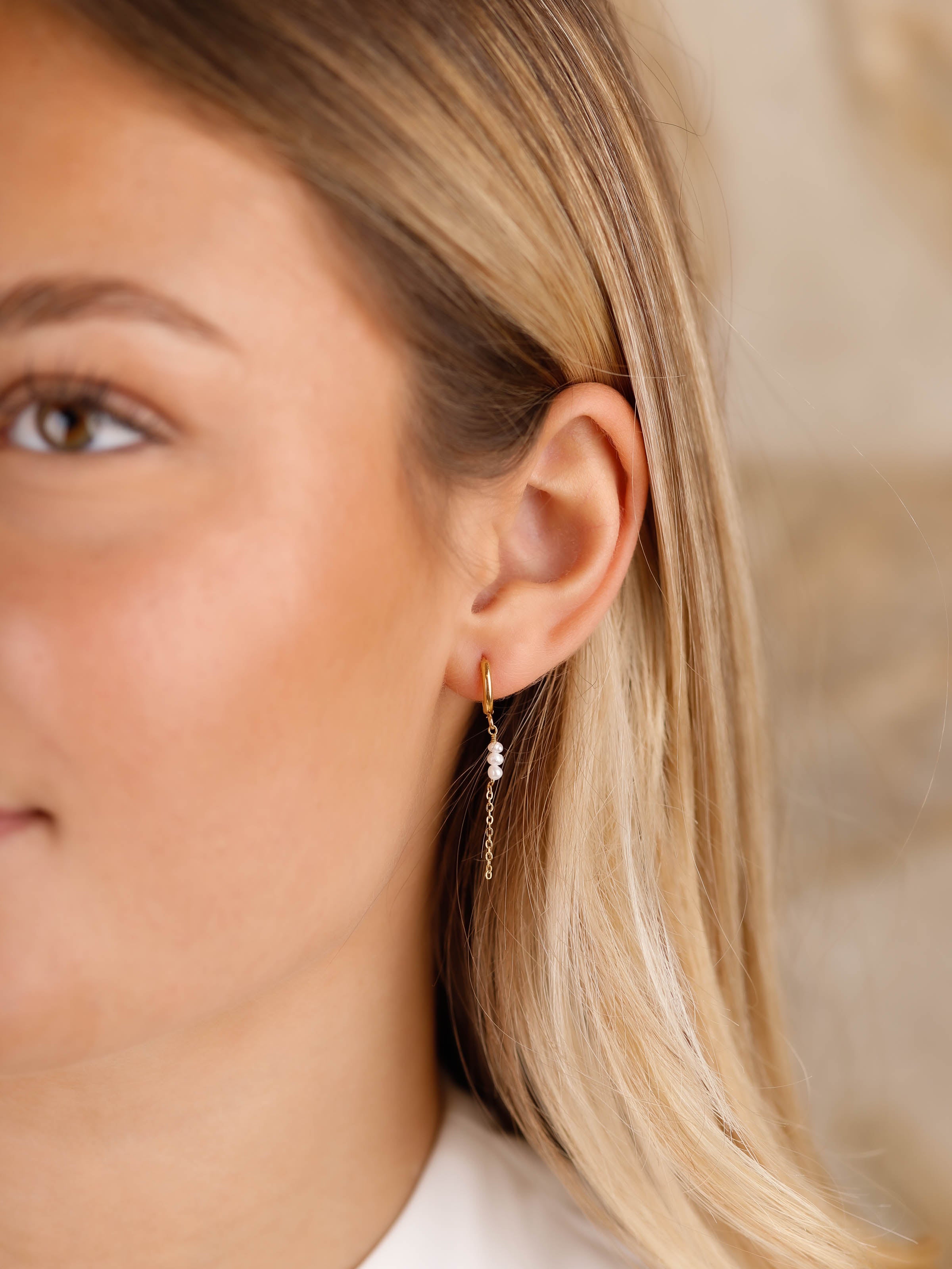 boucles d'oreilles en acier inoxydable et perle pour femme 