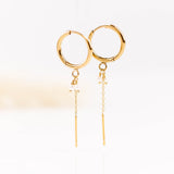 boucles d'oreilles créoles en acier inoxydable avec chaîne pour femme 