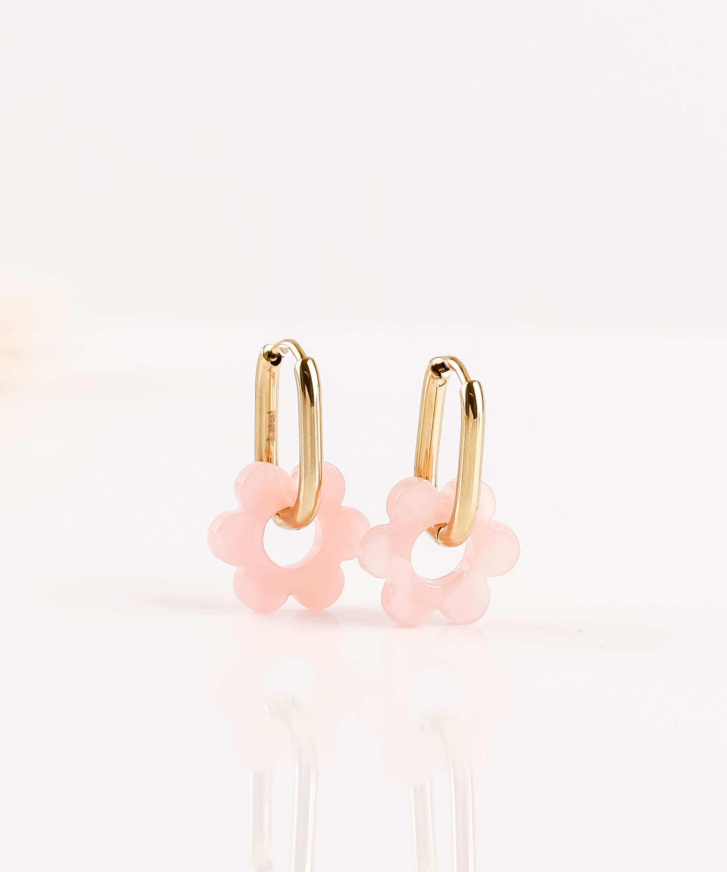 boucles d'oreille fleur en acier inoxydable pour femme