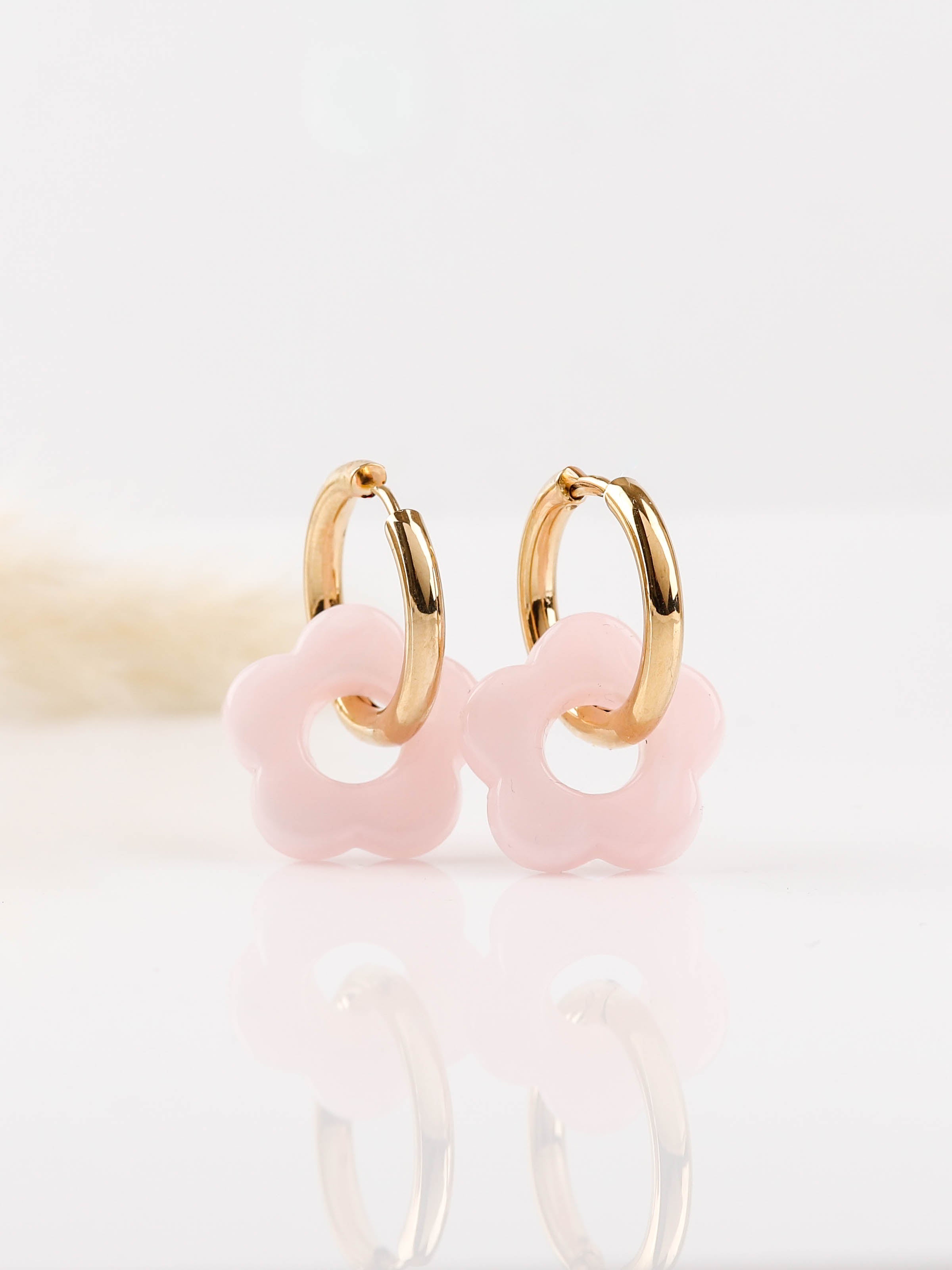 boucles d'oreilles fleur en acier inoxydable pour femme 