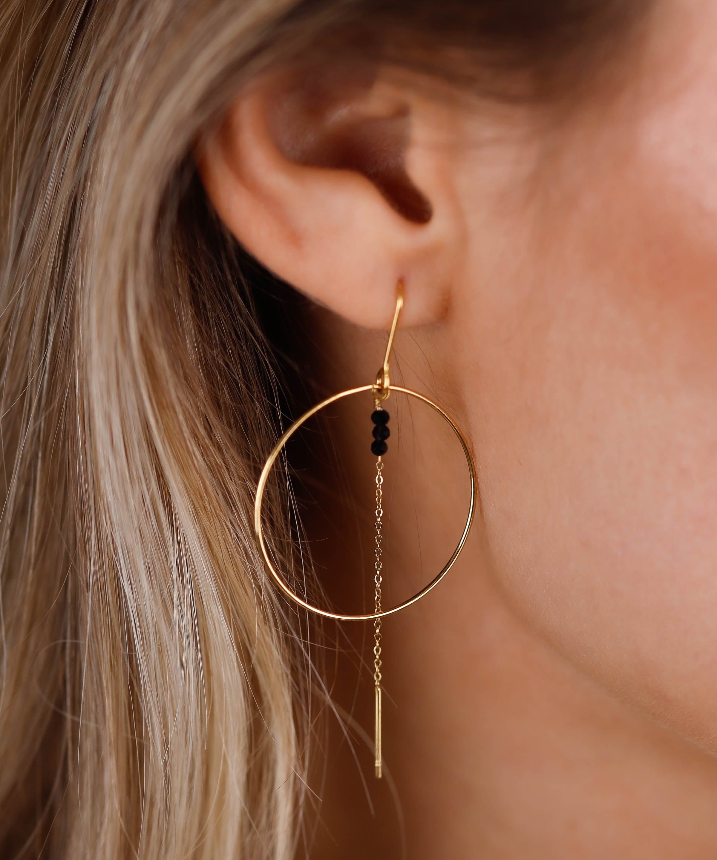 boucles d'oreilles créoles en acier inoxydable avec chaîne pour femme 