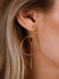 boucles d'oreilles créoles en acier inoxydable avec chaîne pour femme 