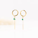 boucles d'oreilles créoles en acier inoxydable avec chaîne pour femme 