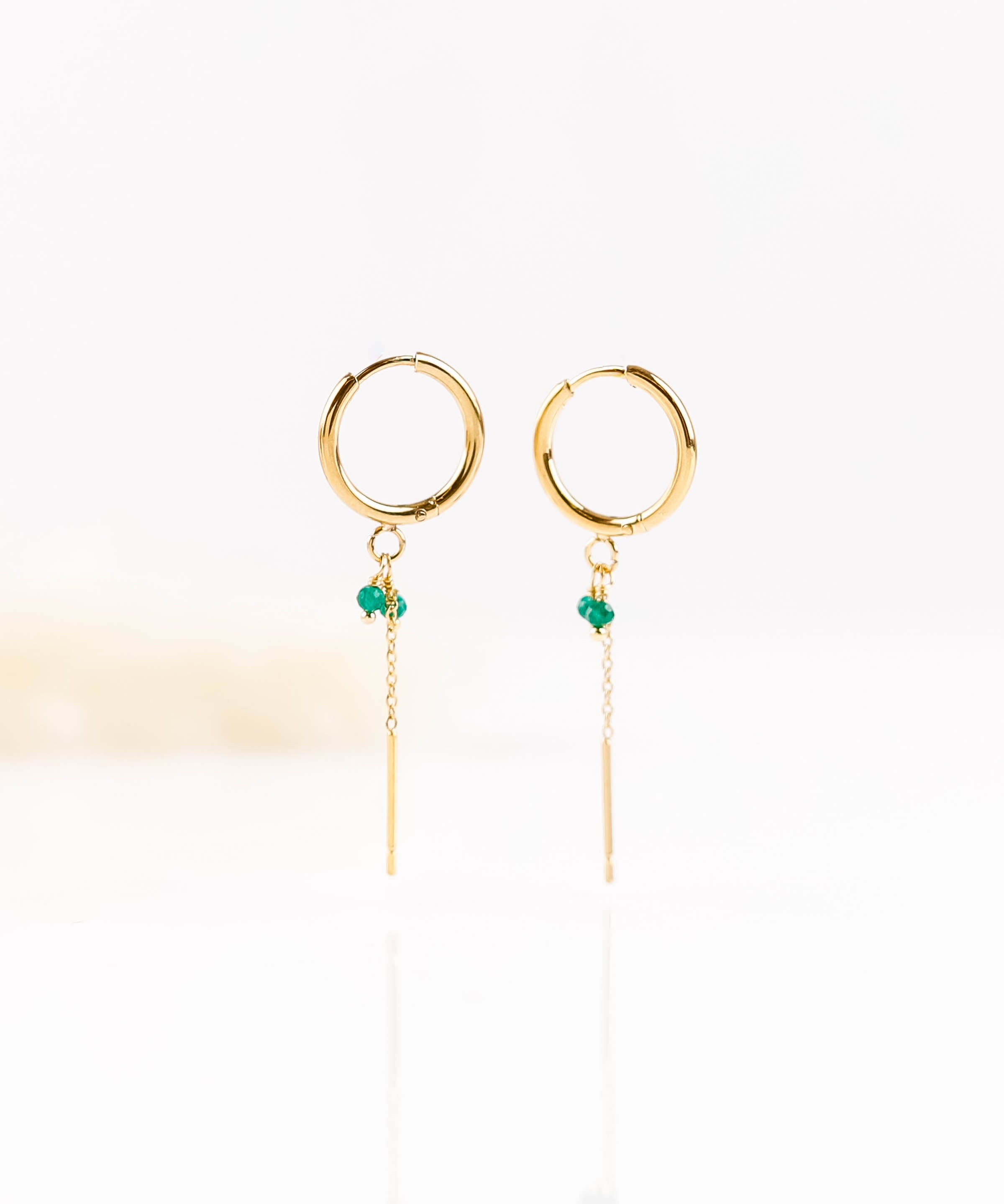 boucles d'oreilles créoles en acier inoxydable avec chaîne pour femme 