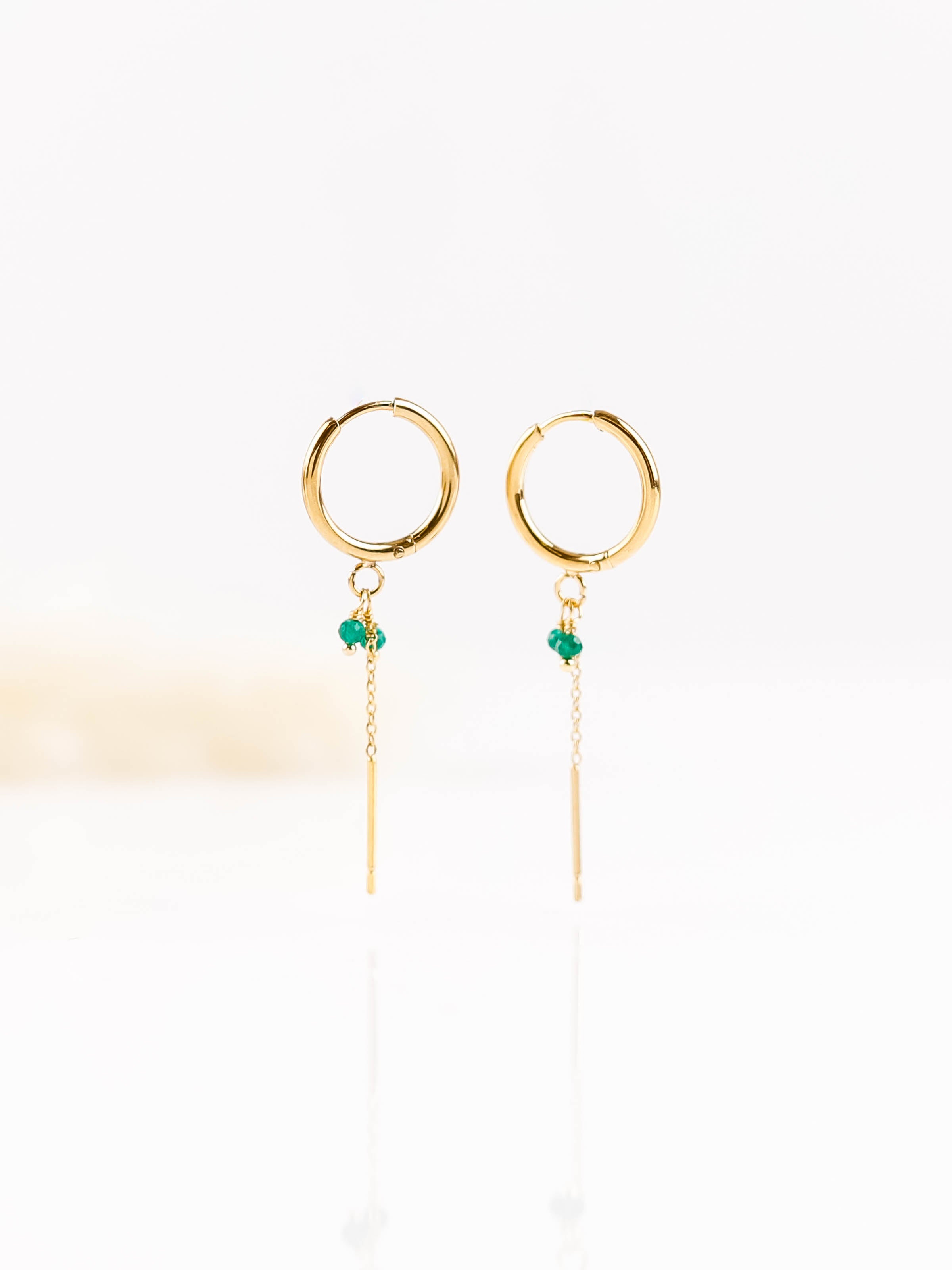 boucles d'oreilles créoles en acier inoxydable avec chaîne pour femme 