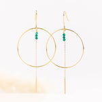 boucles d'oreilles créoles en acier inoxydable avec chaîne pour femme 