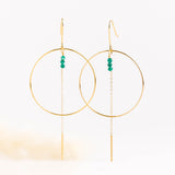 boucles d'oreilles créoles en acier inoxydable avec chaîne pour femme 