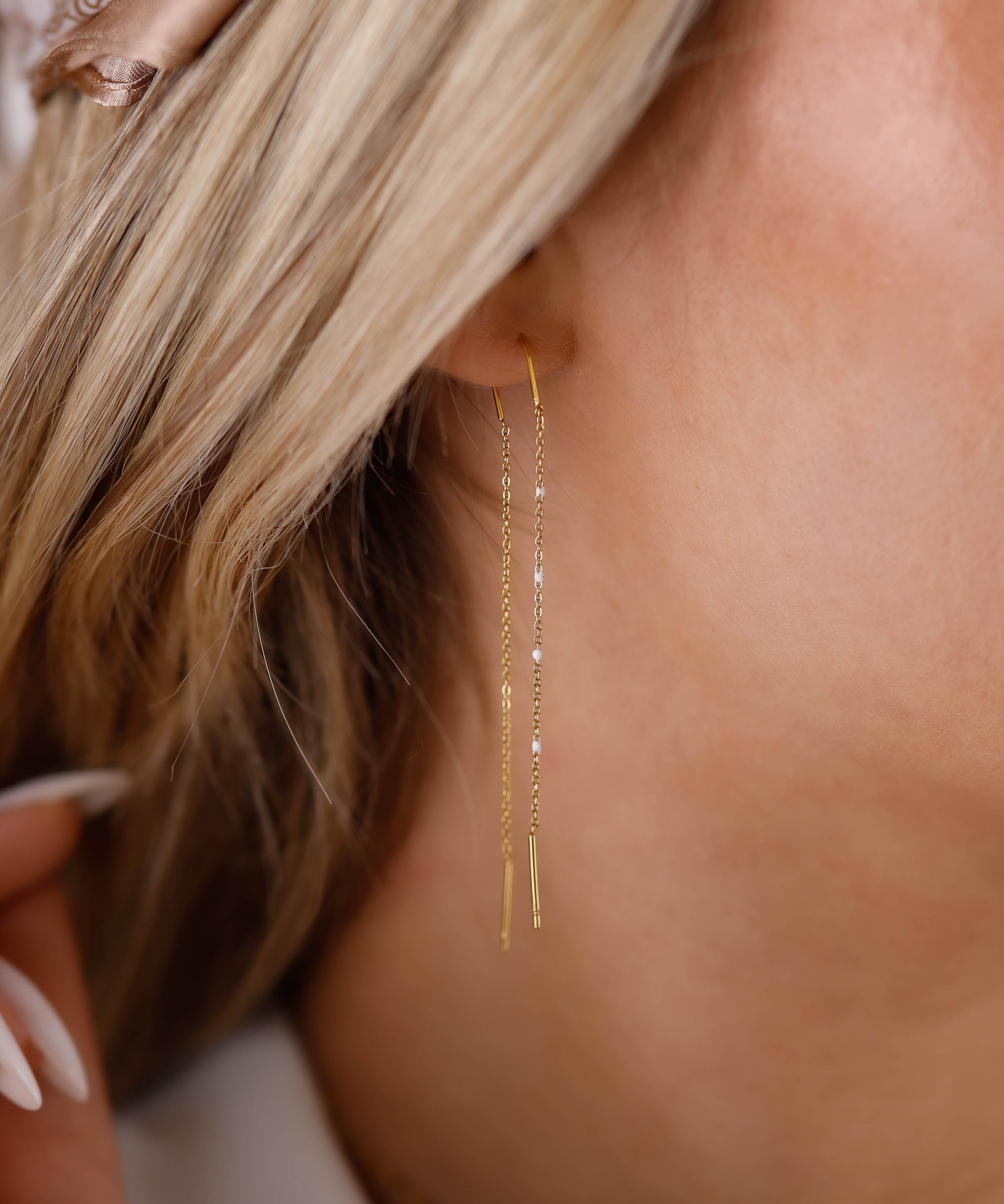 boucles d'oreilles chaîne en acier inoxydable pour femme 