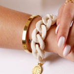 bracelet en acier inoxydable avec maillon pour femme 