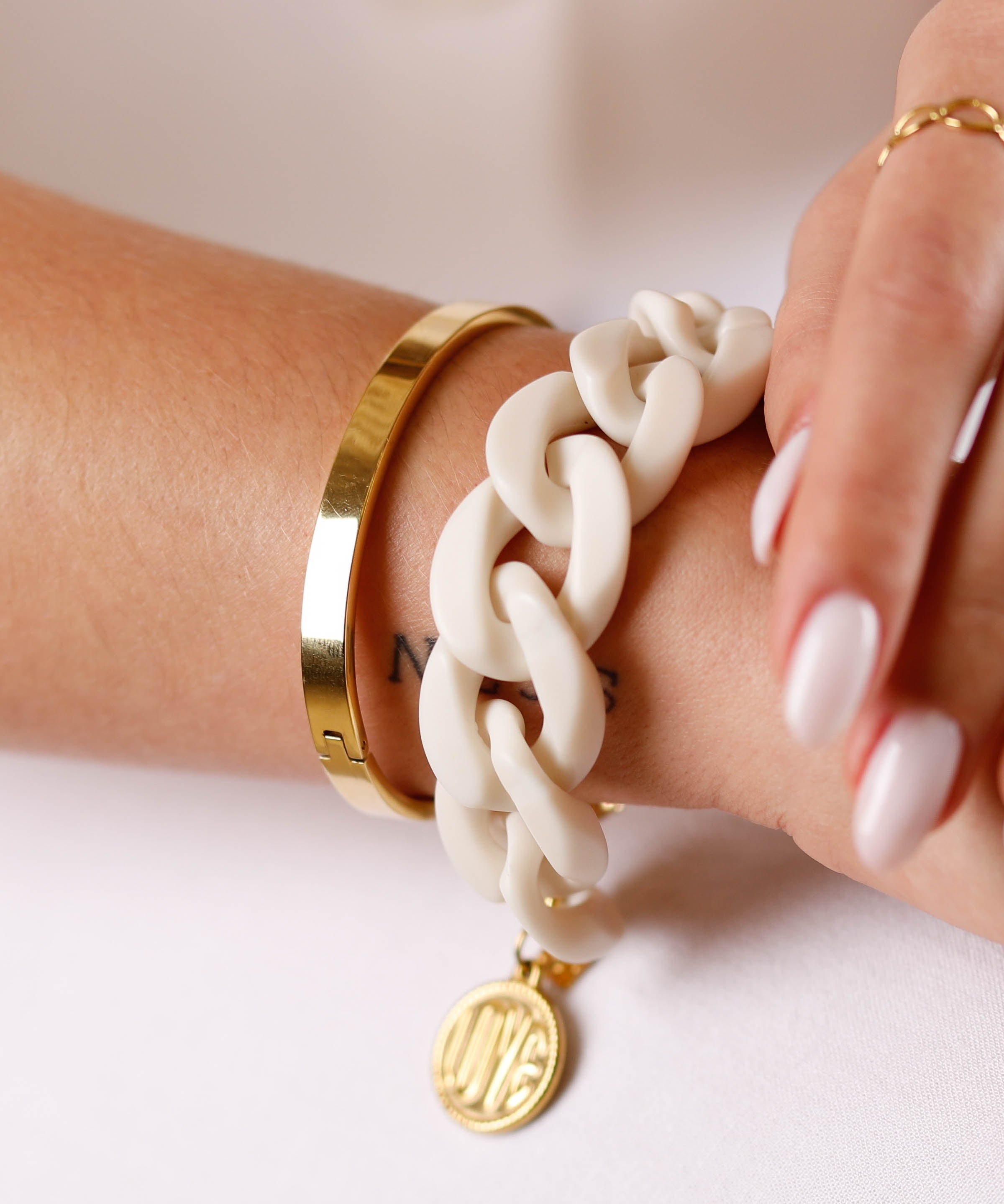 bracelet en acier inoxydable avec maillon pour femme 