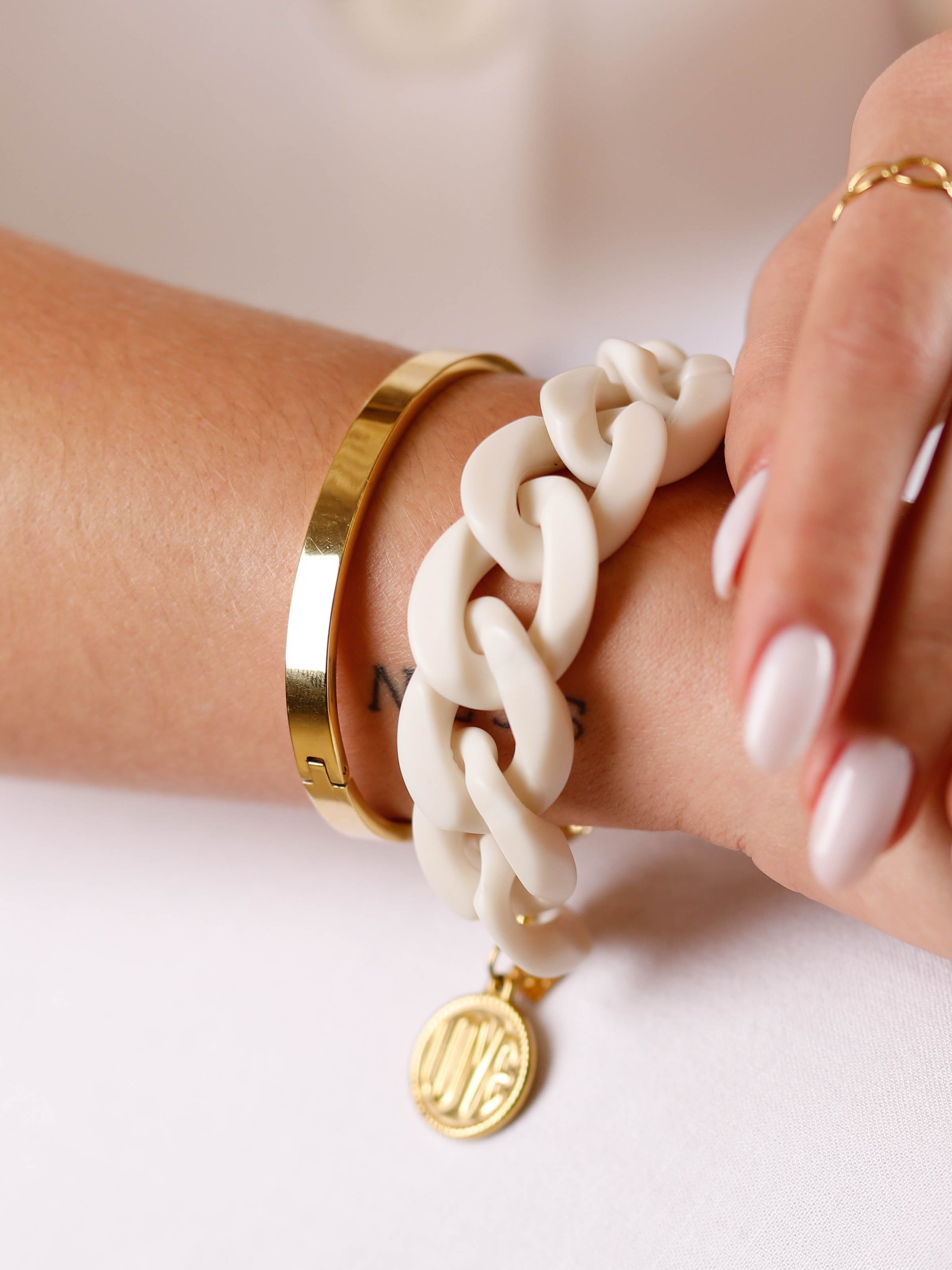bracelet en acier inoxydable avec maillon pour femme 