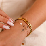 bracelet chaîne fine en acier inoxydable et nacre pour femme 