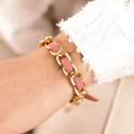 bracelet en acier inoxydable et cordon pour femme