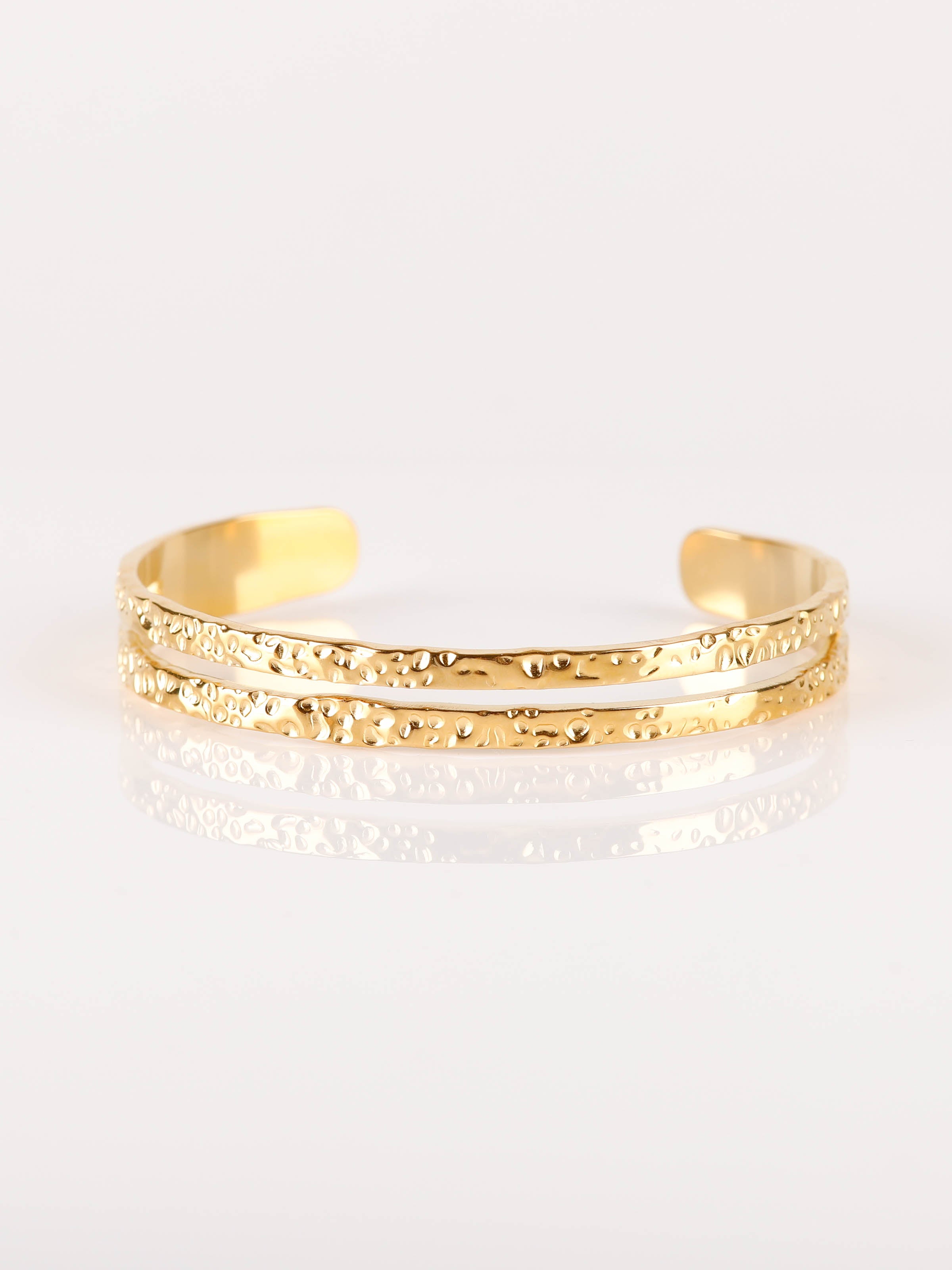 bracelet jonc martelé en acier inoxydable réglable pour femme 