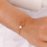 bracelet en acier inoxydable et nacre pour femme