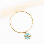 bracelet jonc en acier inoxydable avec breloque pour femme