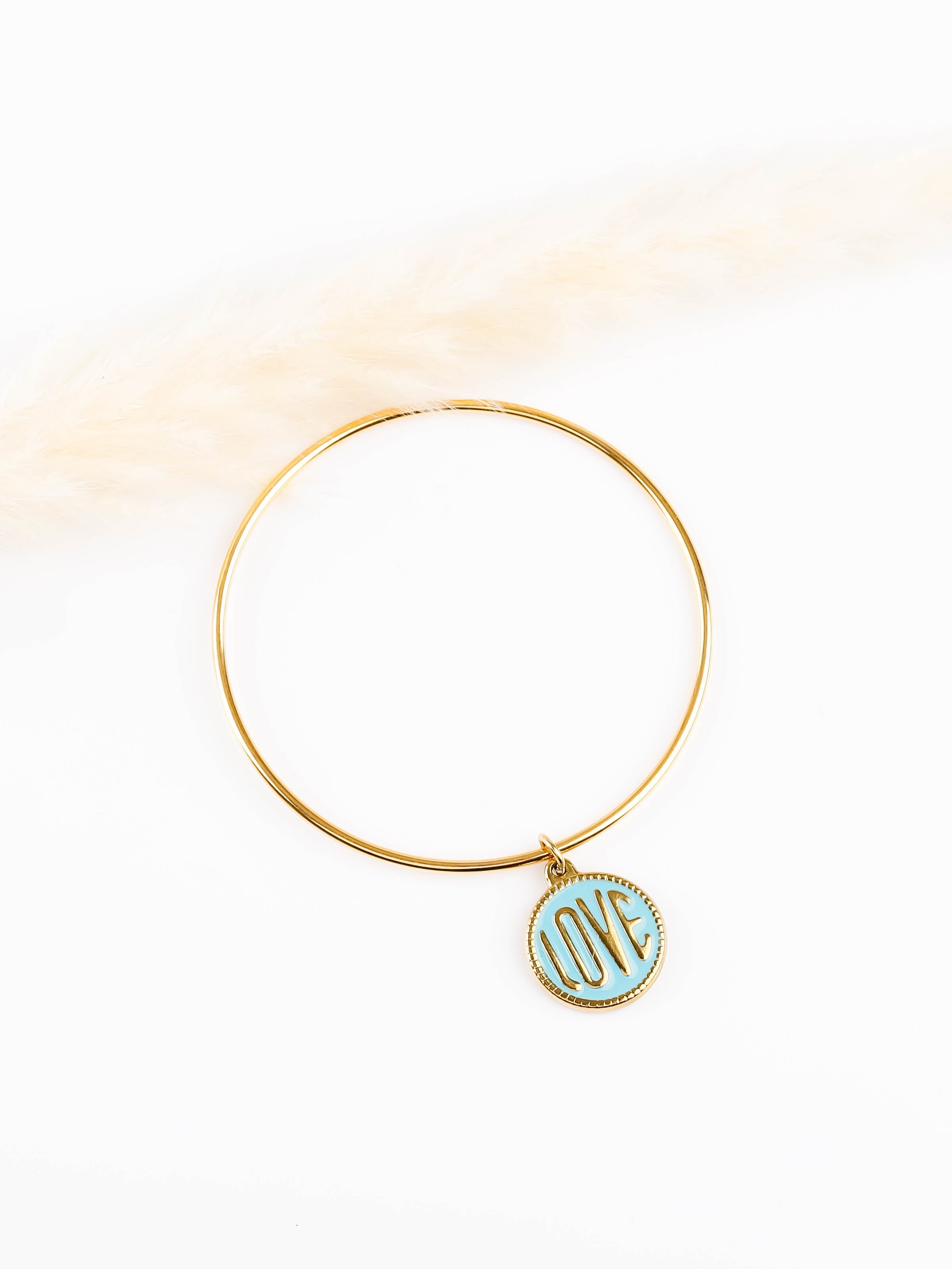 bracelet jonc en acier inoxydable avec breloque pour femme