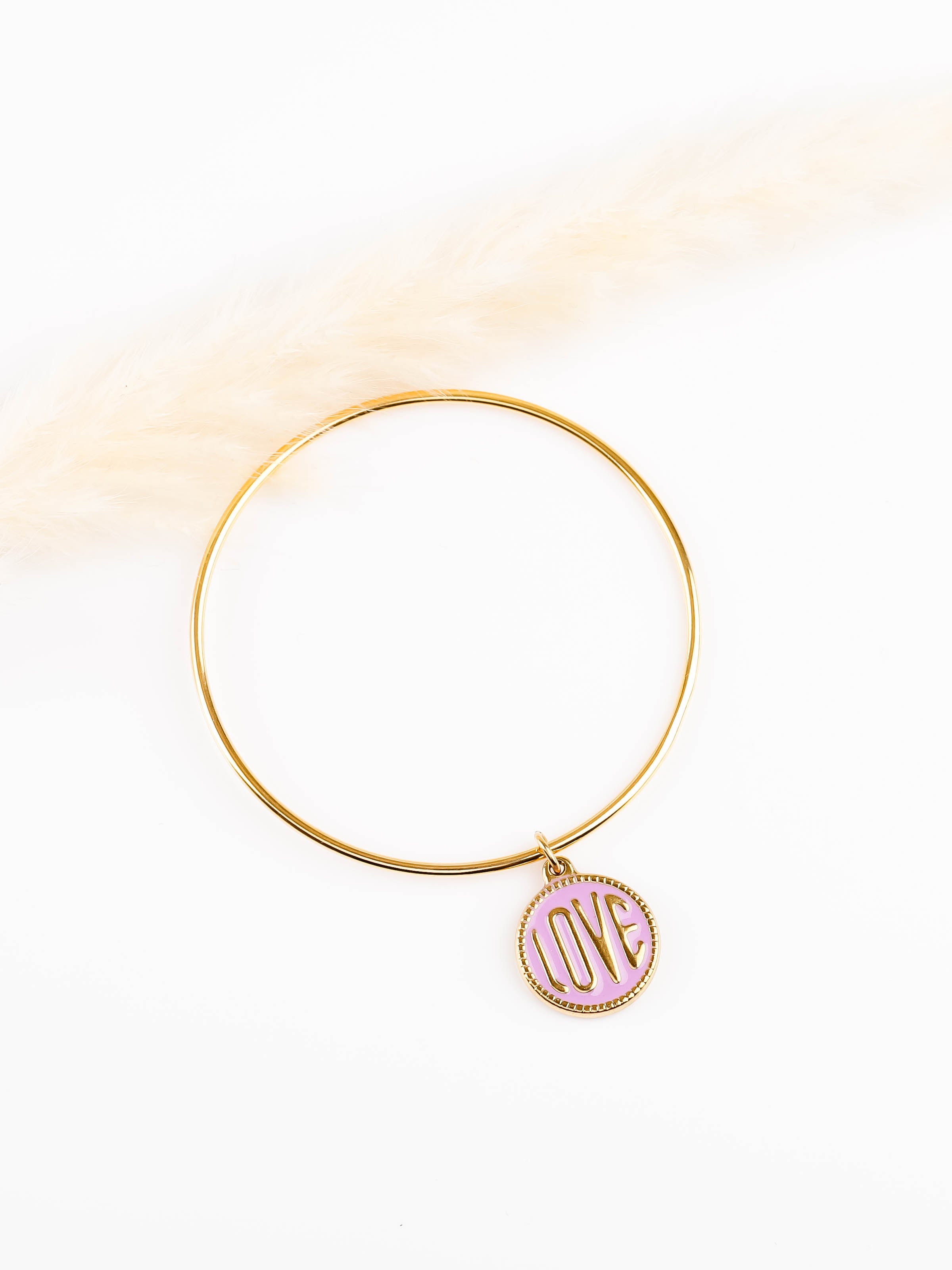 bracelet jonc en acier inoxydable avec breloque pour femme
