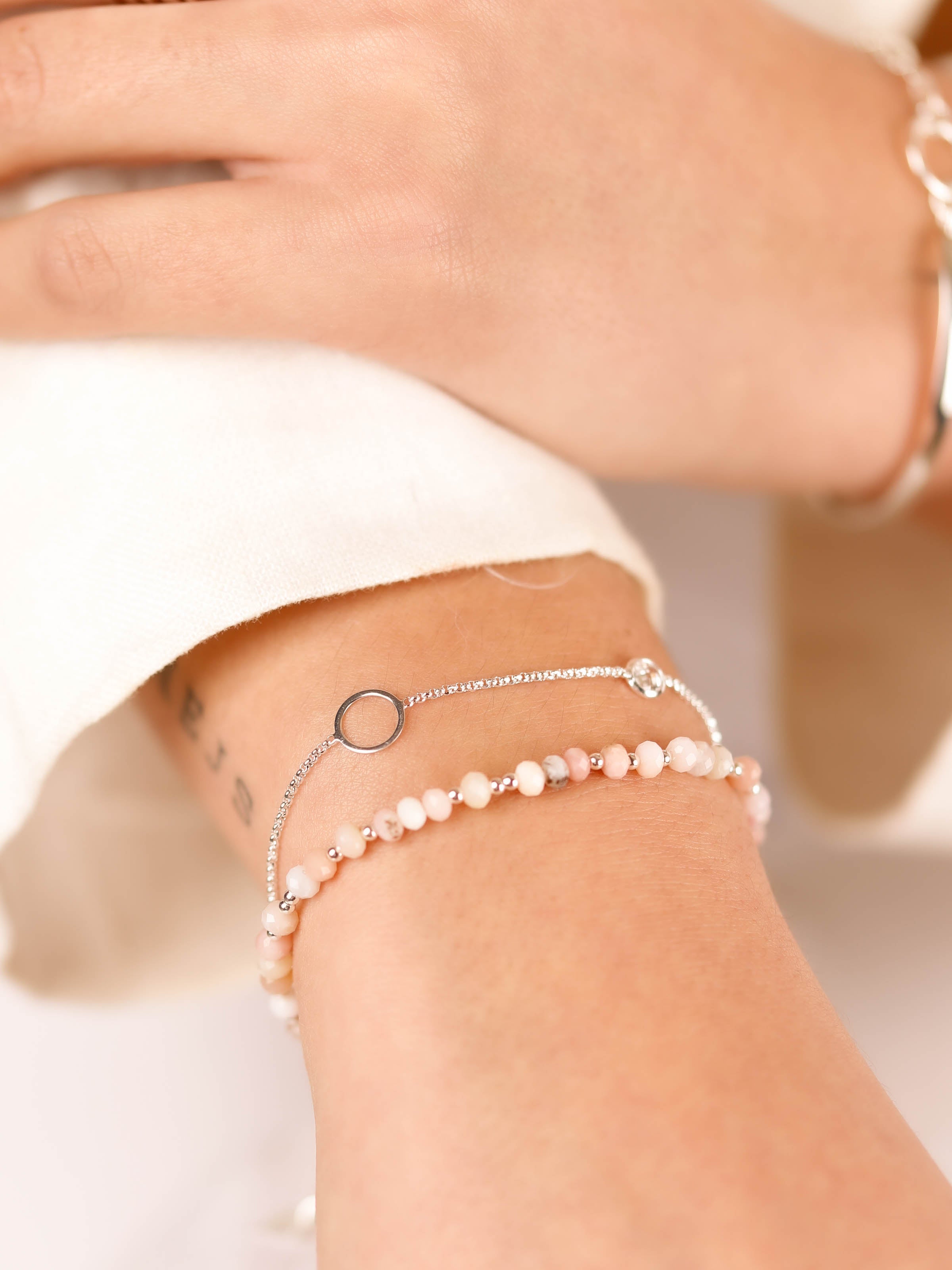 bracelet perle en argent 925 et pierre naturelle pour femme 