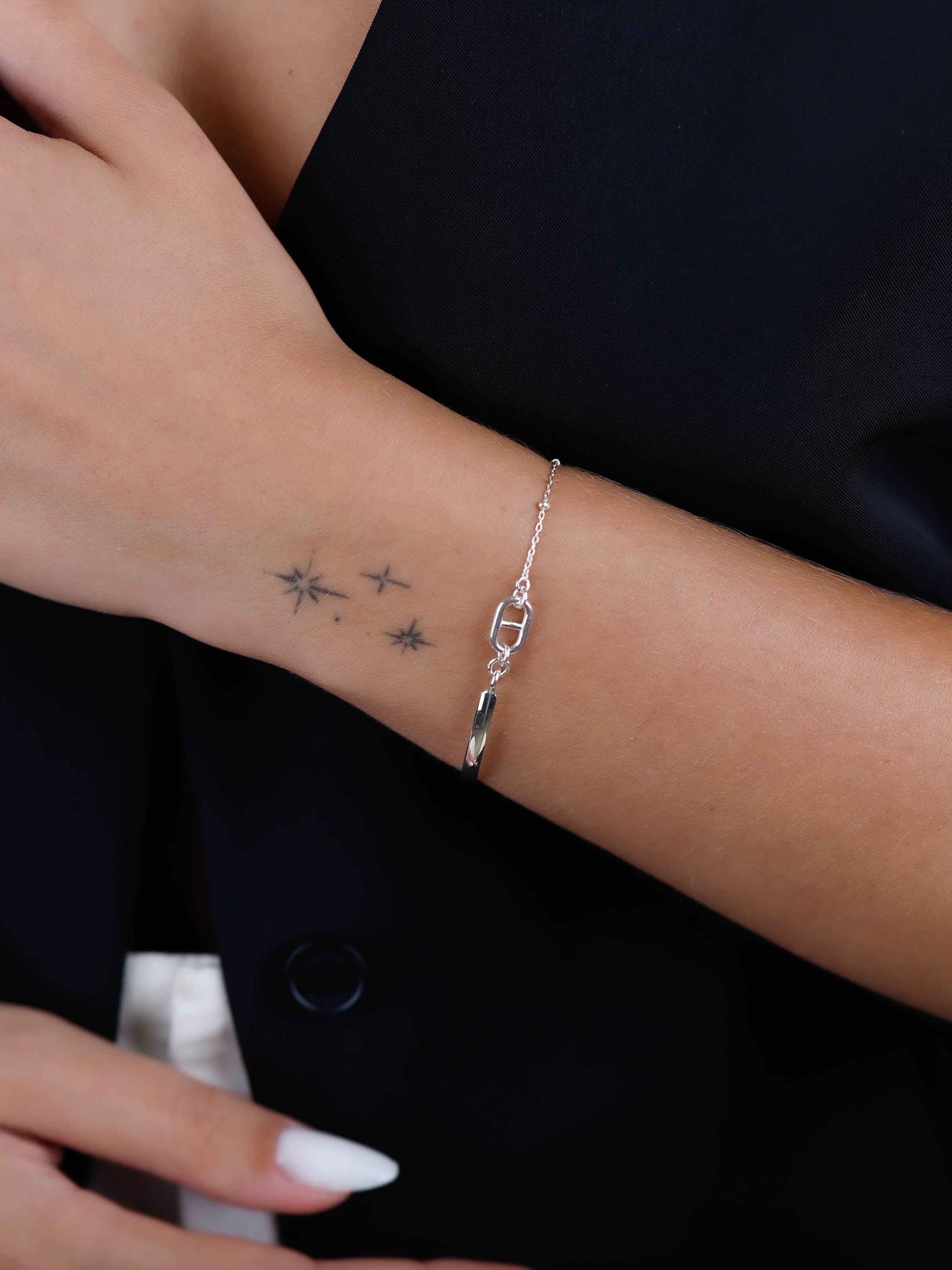 bracelet demi jonc en argent 925 pour femme 