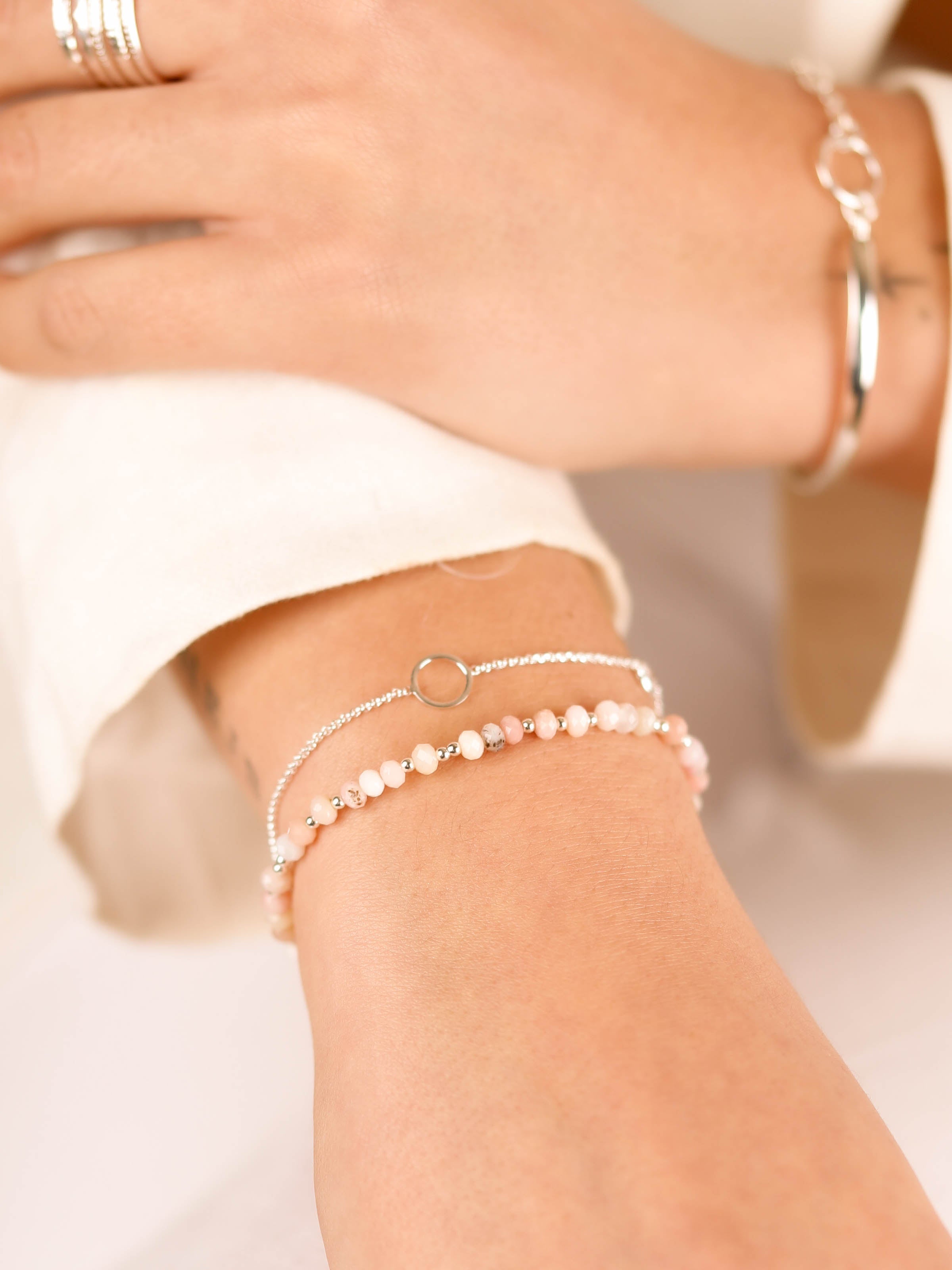 bracelet perle argent 925 et pierre naturelle pour femme 