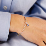 bracelet demi jonc en argent 925 et onyx bleu pour femme