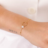 bracelet en acier inoxydable et nacre pour femme