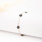 bracelet en acier inoxydable avec fleur pour femme 