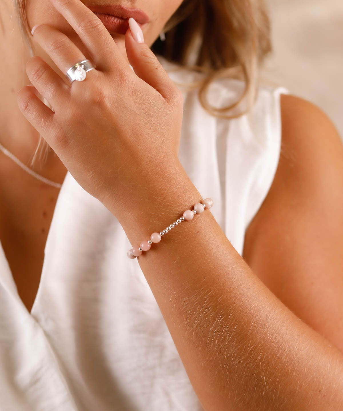 bracelet en argent 925 et saponite pour femme 