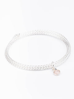 bracelet jonc en argent 925 et quartz rose pour femme 