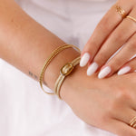 bracelet cordon et maille en plaqué or pour femme