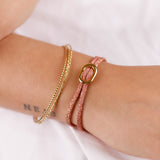 bracelet cordon et maille en plaqué or pour femme