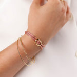 bracelet cordon et maille en plaqué or pour femme