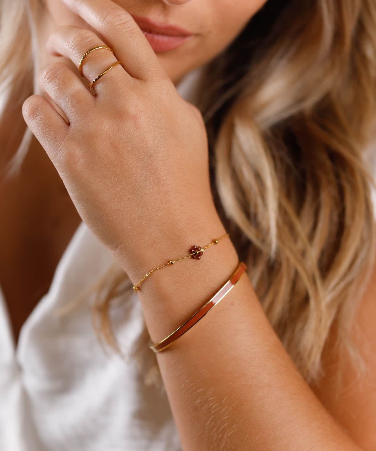 bracelet fleur choco en acier inoxydable pour femme 