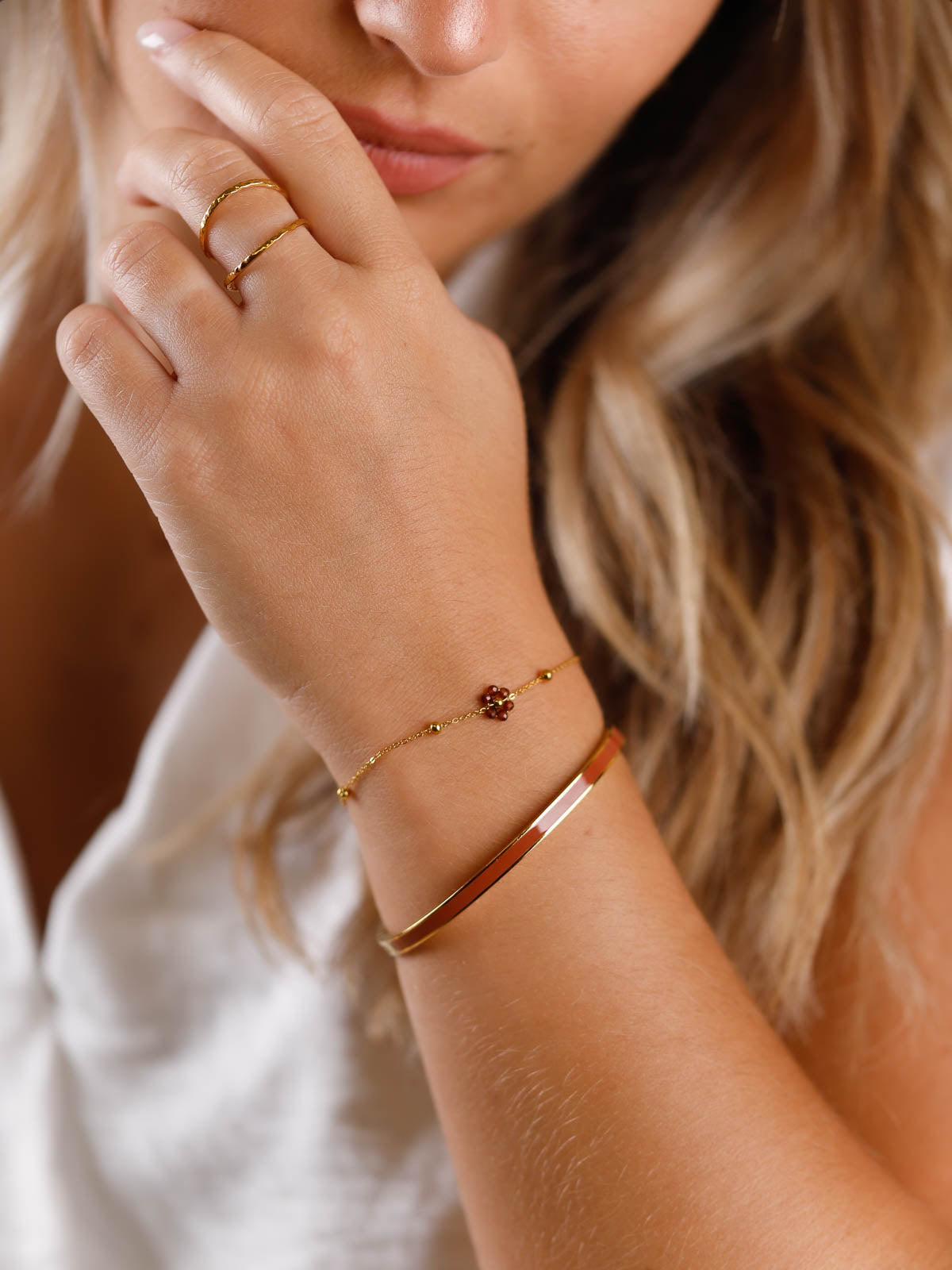 bracelet fleur choco en acier inoxydable pour femme 