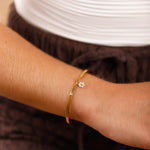 bracelet jonc en acier inoxydable avec fleur pour femme 