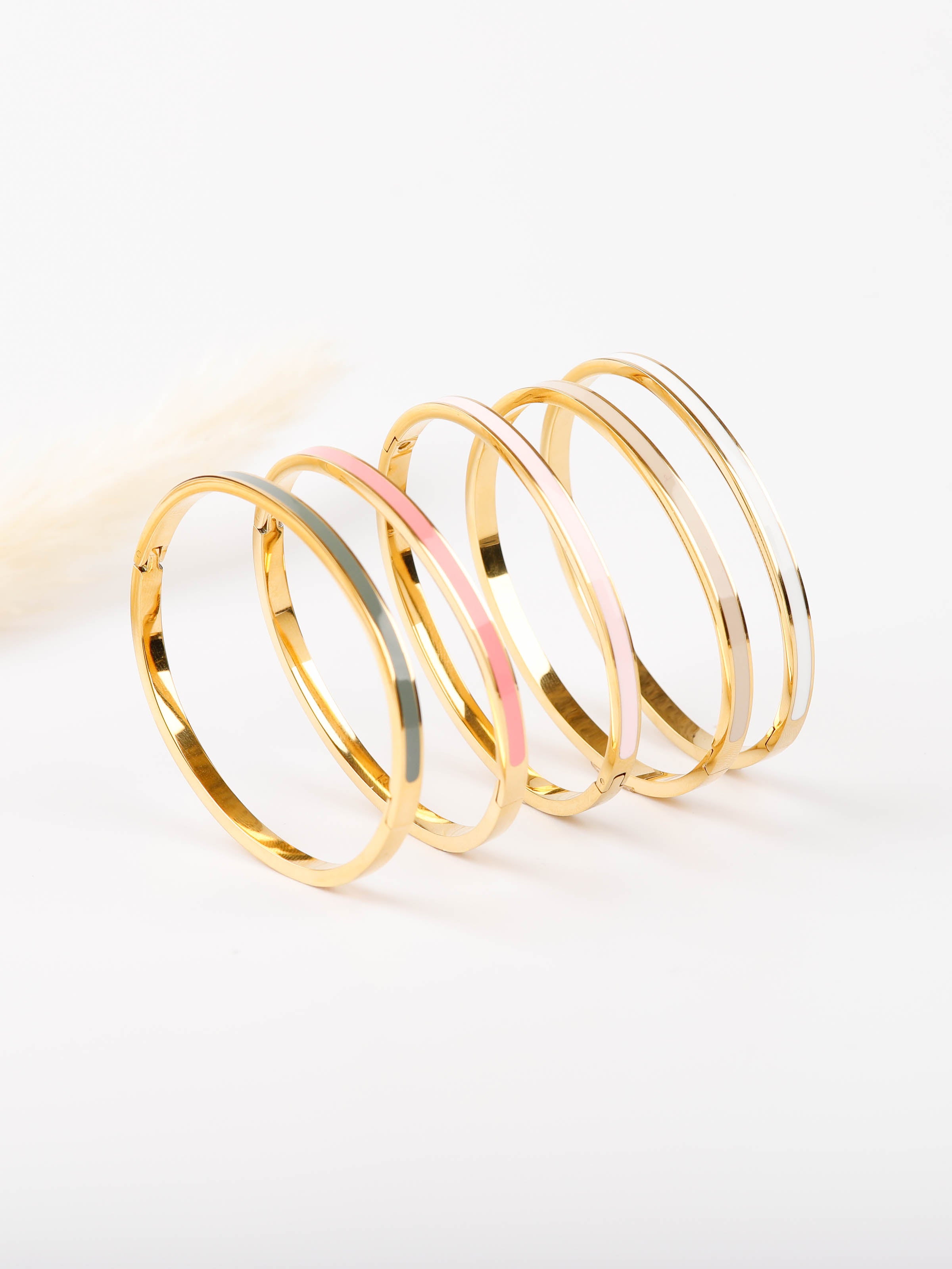 bracelet jonc en acier inoxydable coloré pour femme 