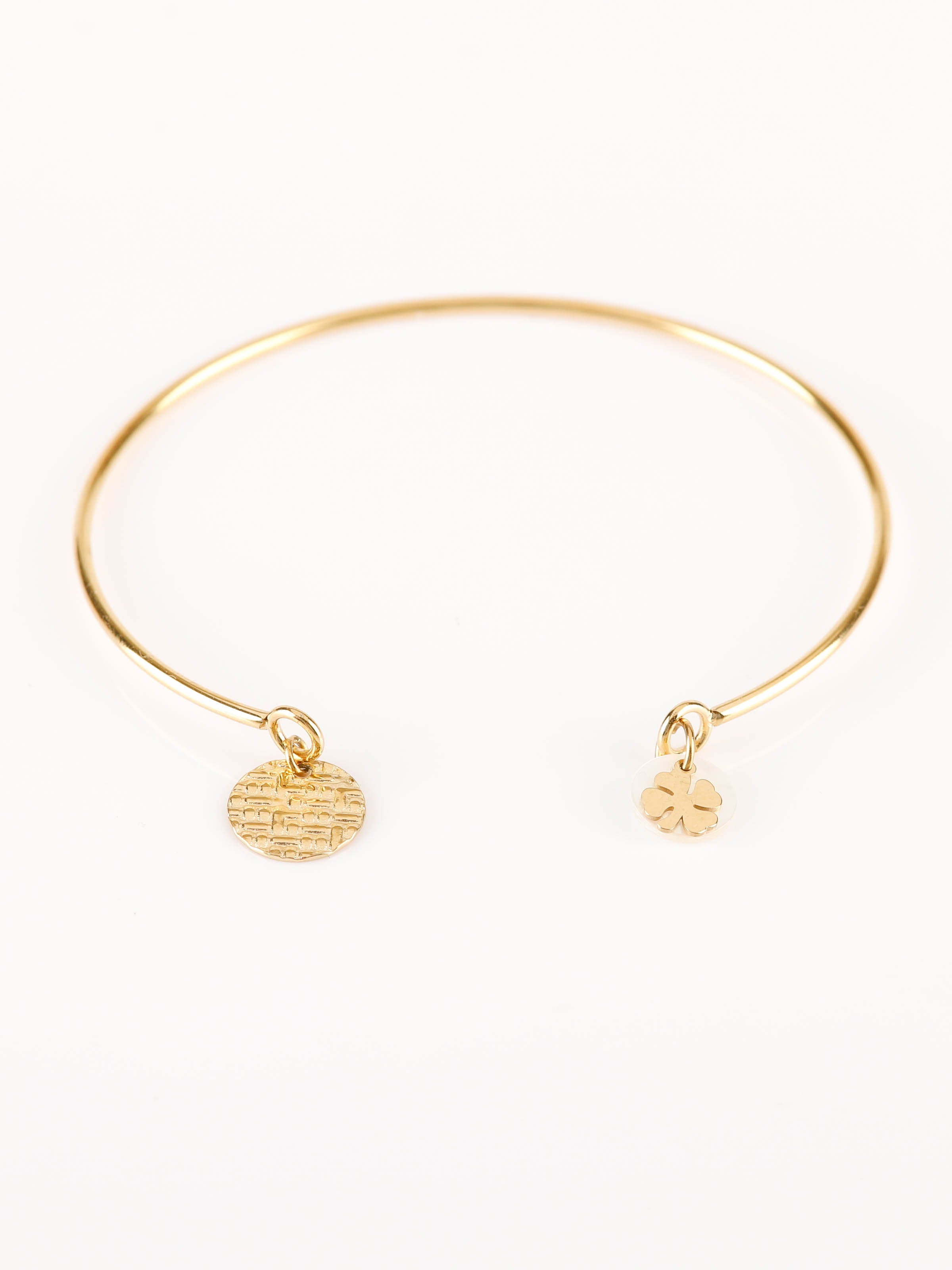 bracelet jonc en acier inoxydable avec pampilles pour femme
